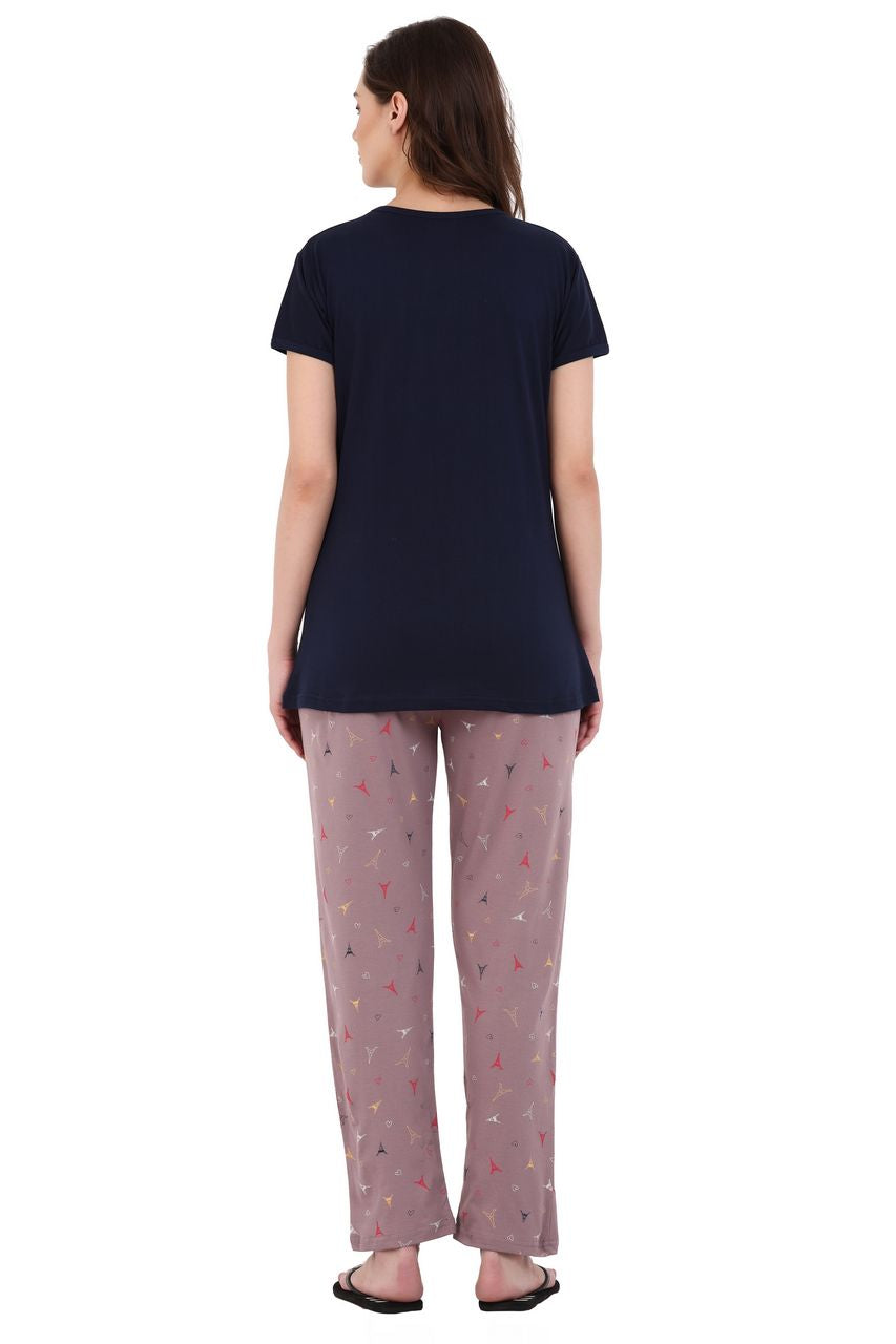 Top and Pajama Set, Black & Brown