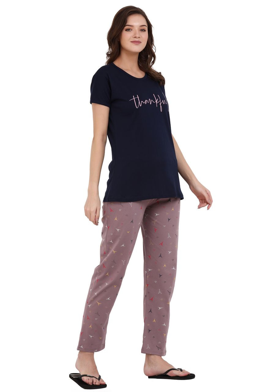 Top and Pajama Set, Black & Brown