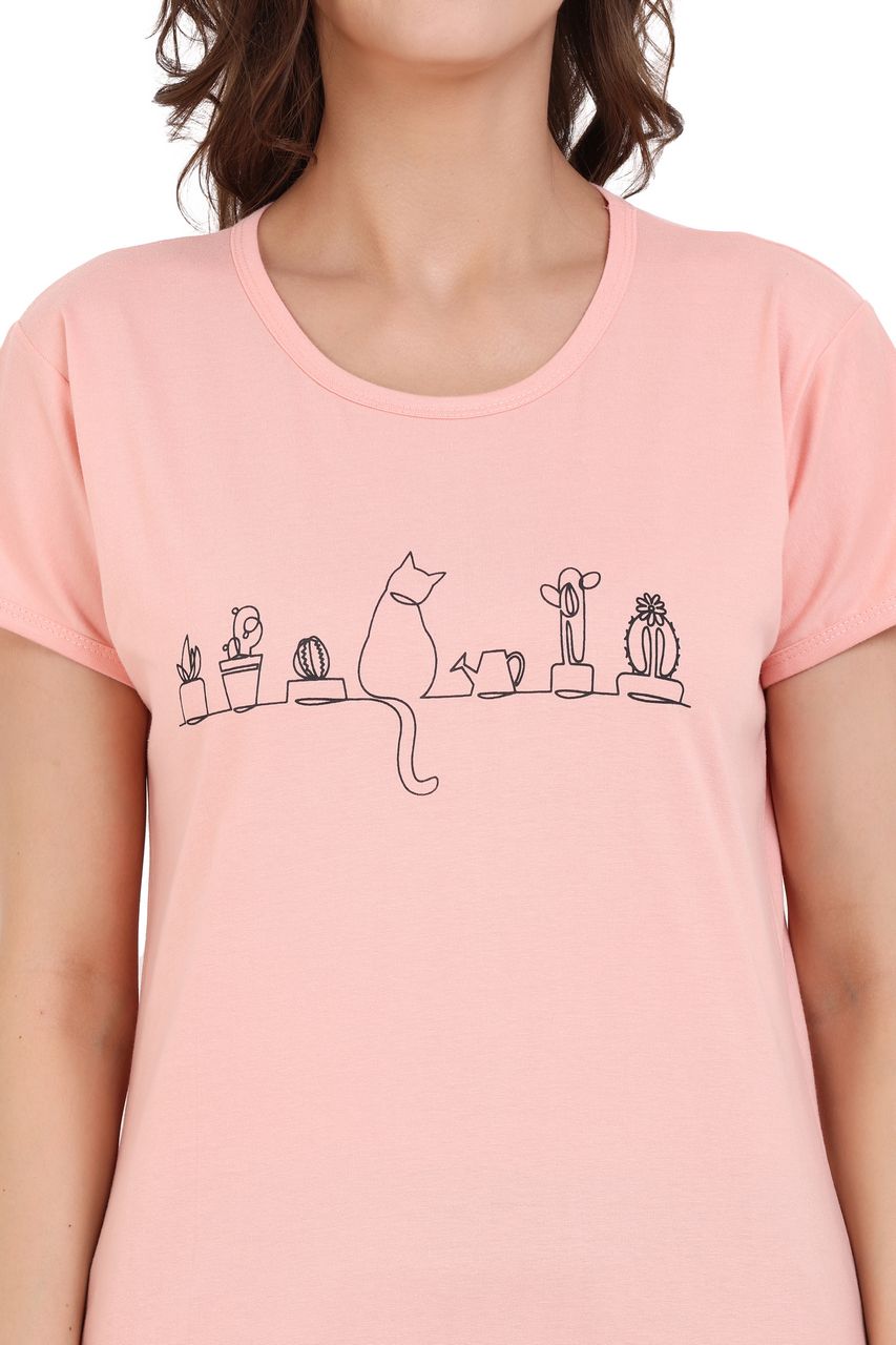 Top and Pajama Set – Peach & Black