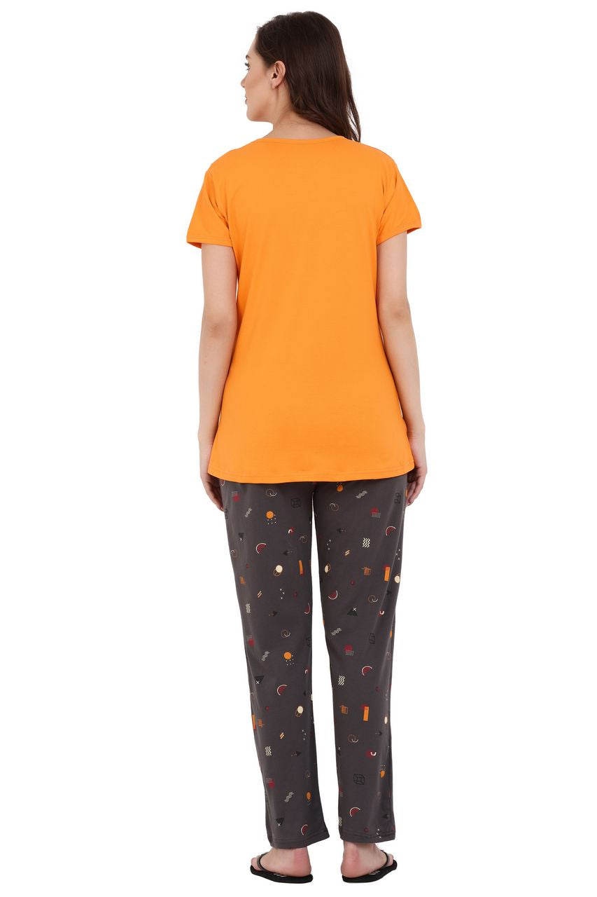 Top and Pajama Set – Orange & Grey