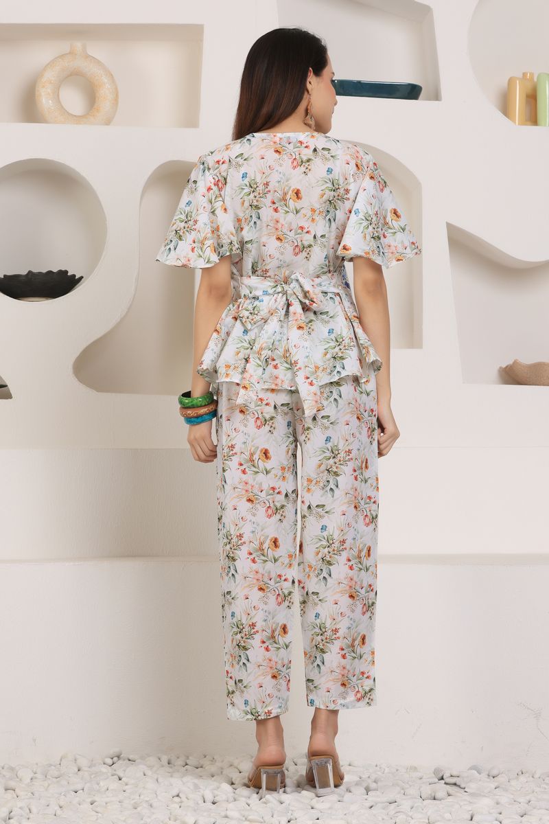 angrakha top & palazzo co-ord set for women flora print