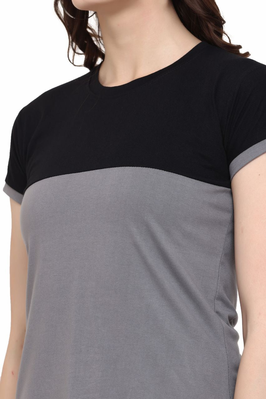 block t-shirt for women black-dark grey color