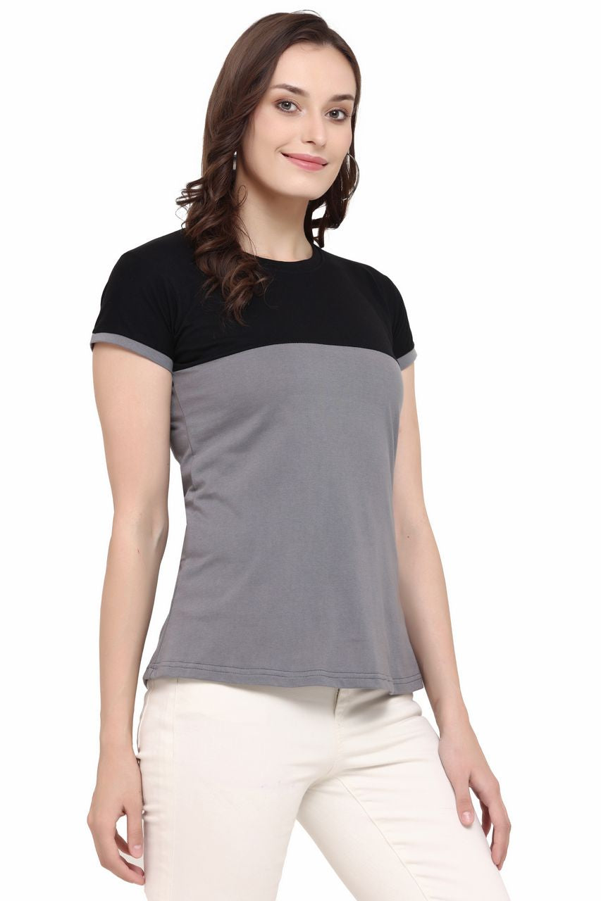 block t-shirt for women black-dark grey color