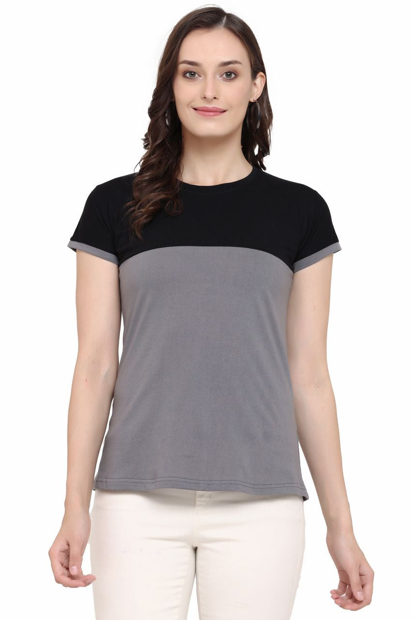 block t-shirt for women black-dark grey color