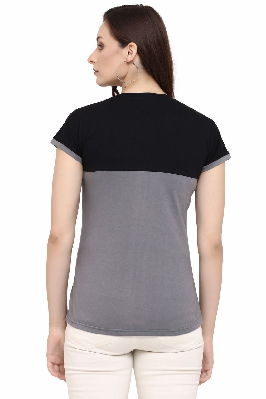 block t-shirt for women black-dark grey color