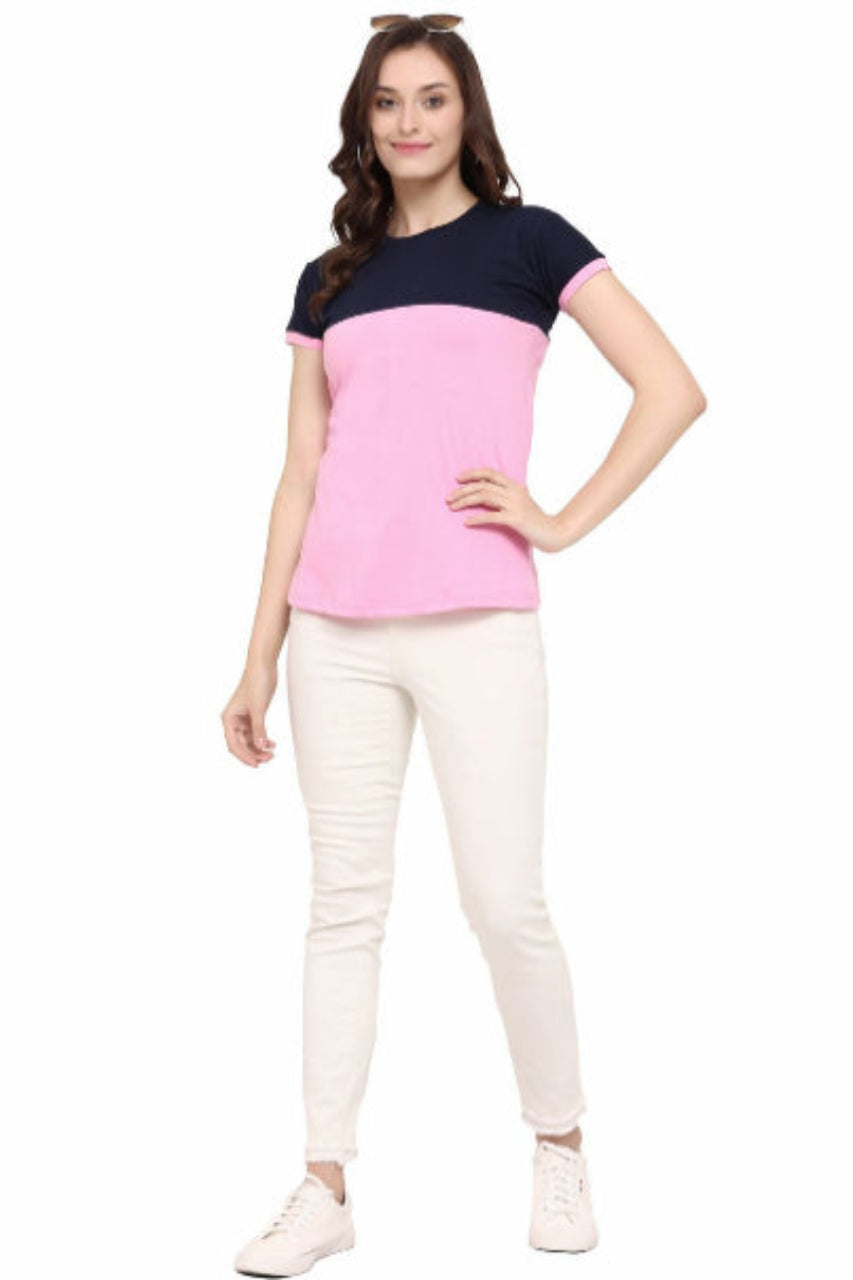 block t-shirt for women black-pink color