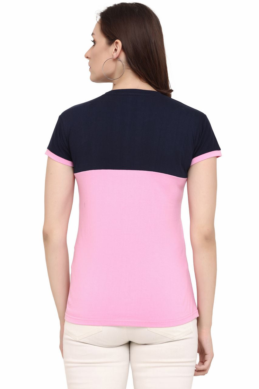 block t-shirt for women black-pink color