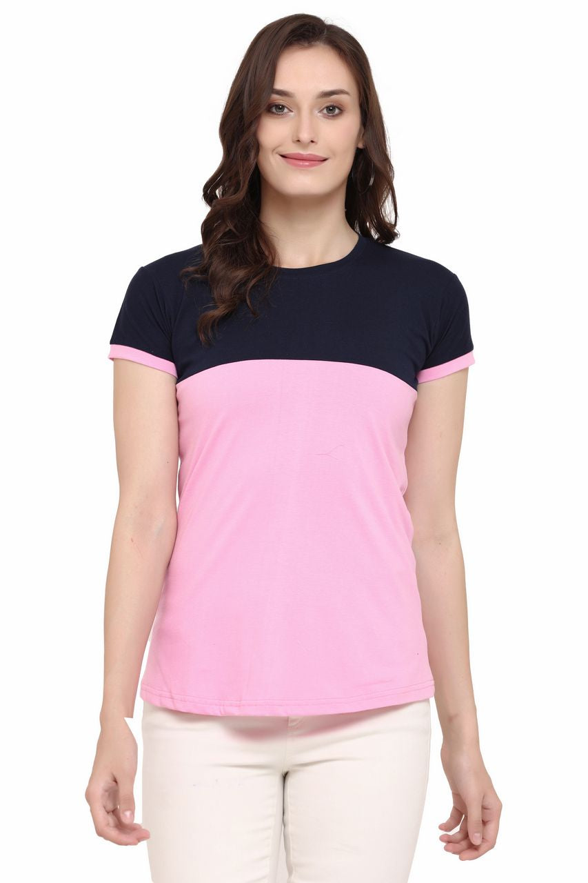 block t-shirt for women black-pink color
