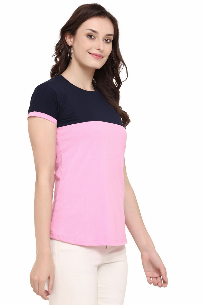block t-shirt for women black-pink color