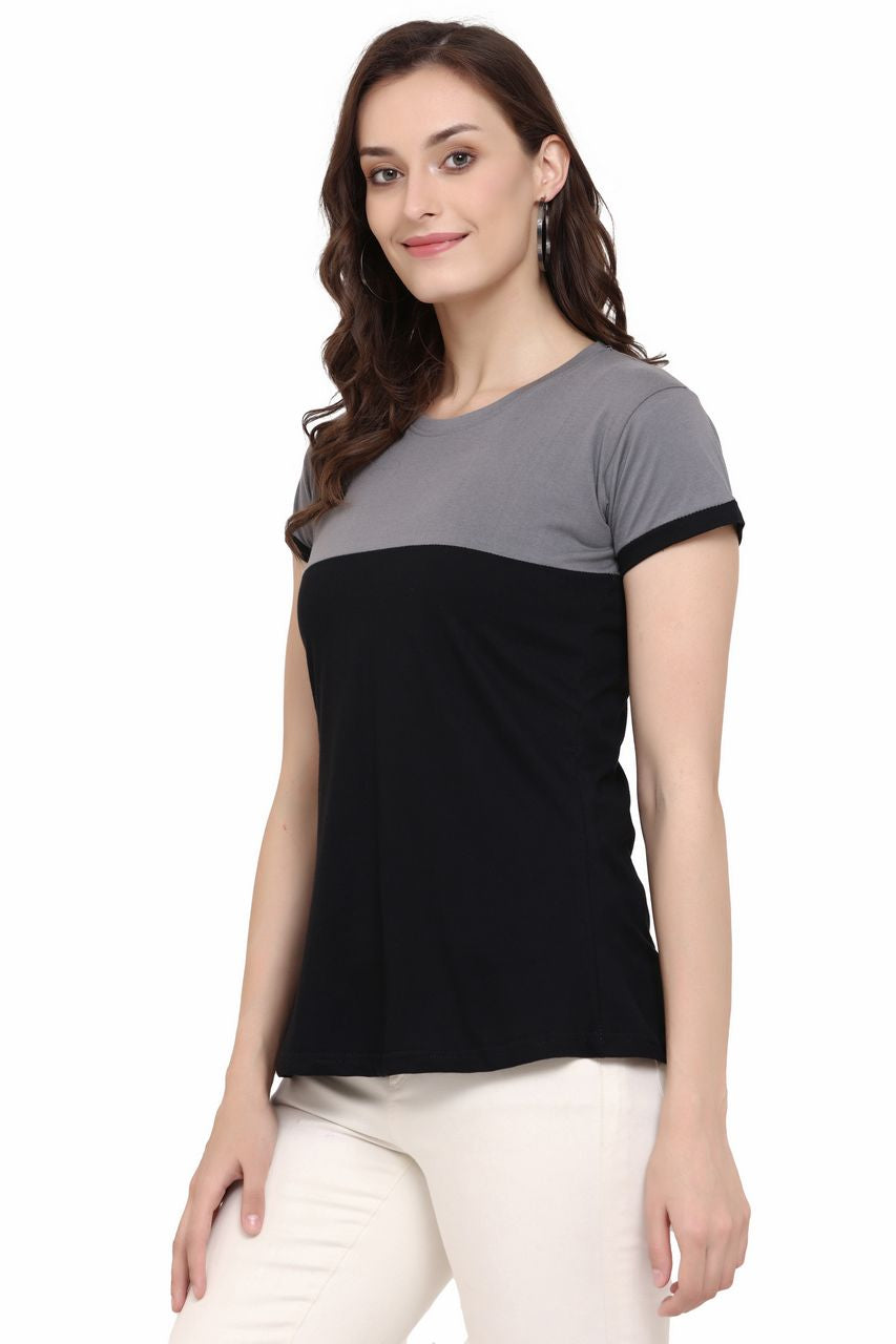 block t-shirt for women dark grey black color