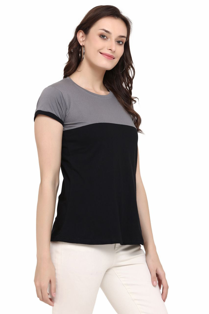 block t-shirt for women dark grey black color