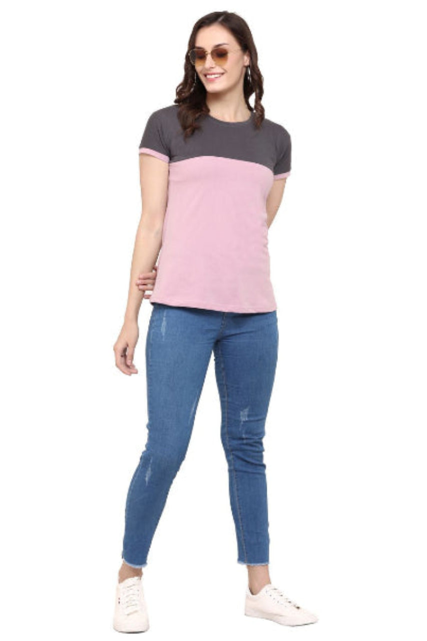 block t-shirt for women dark grey-violet color