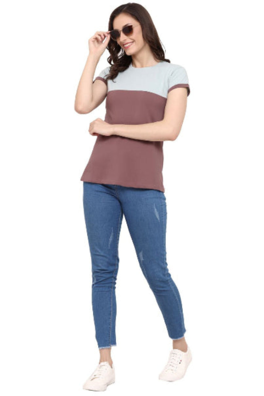 block t-shirt for women grey-brown color