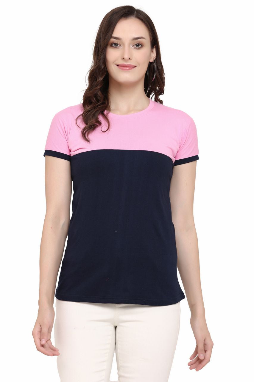block t-shirt for women pink-black color