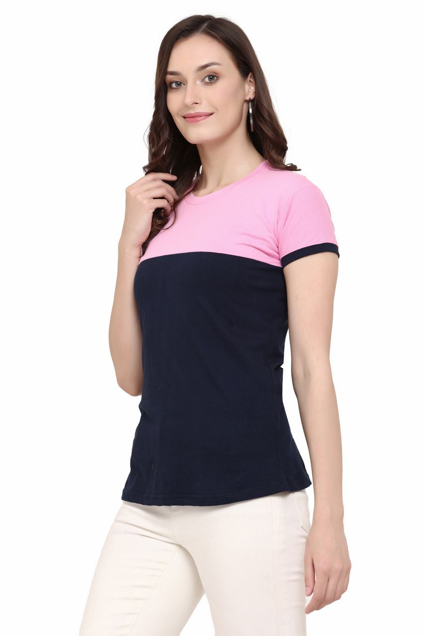block t-shirt for women pink-black color