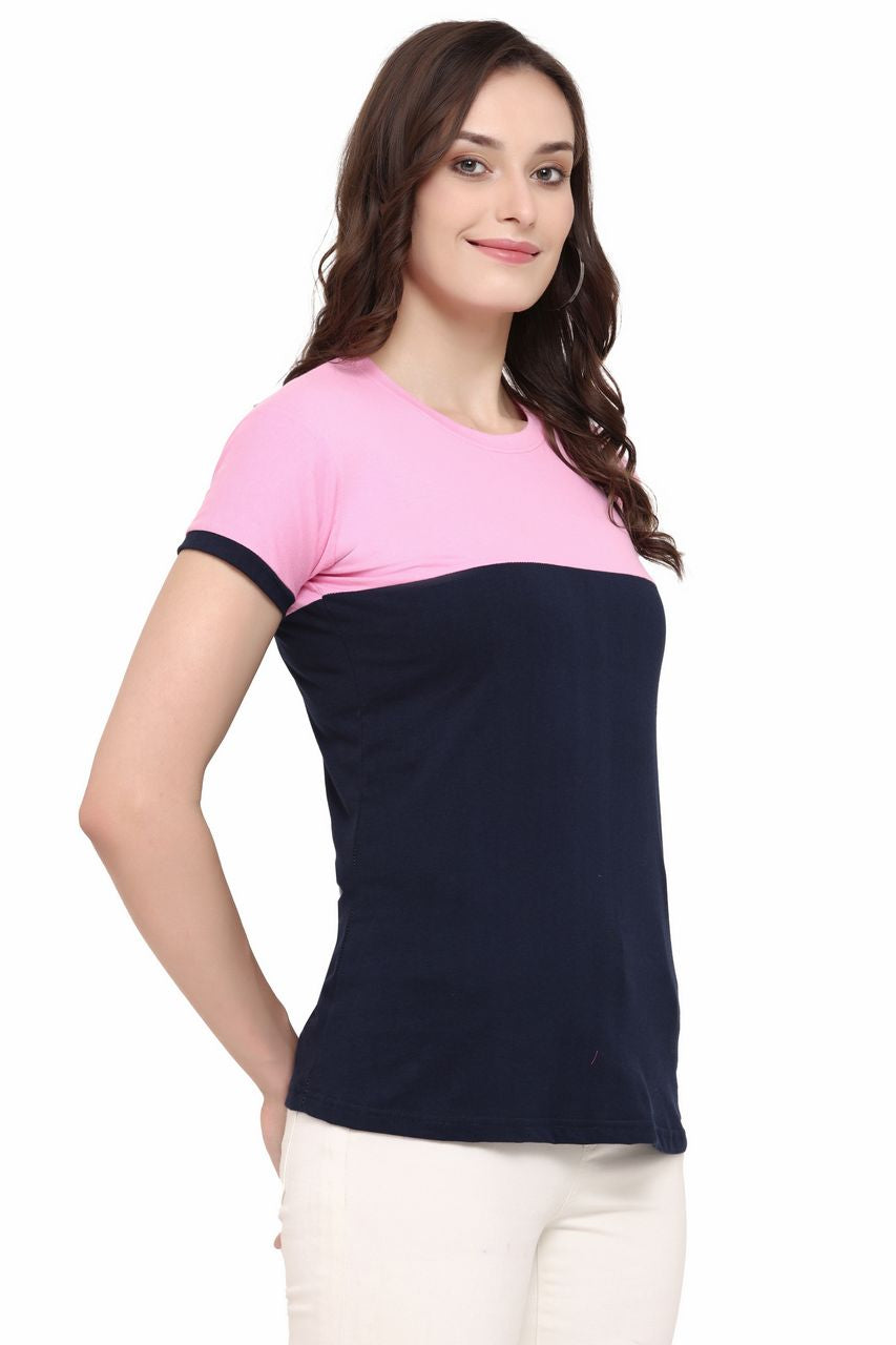 block t-shirt for women pink-black color
