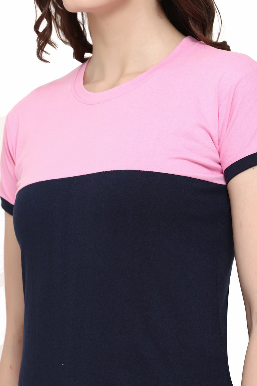 block t-shirt for women pink-black color