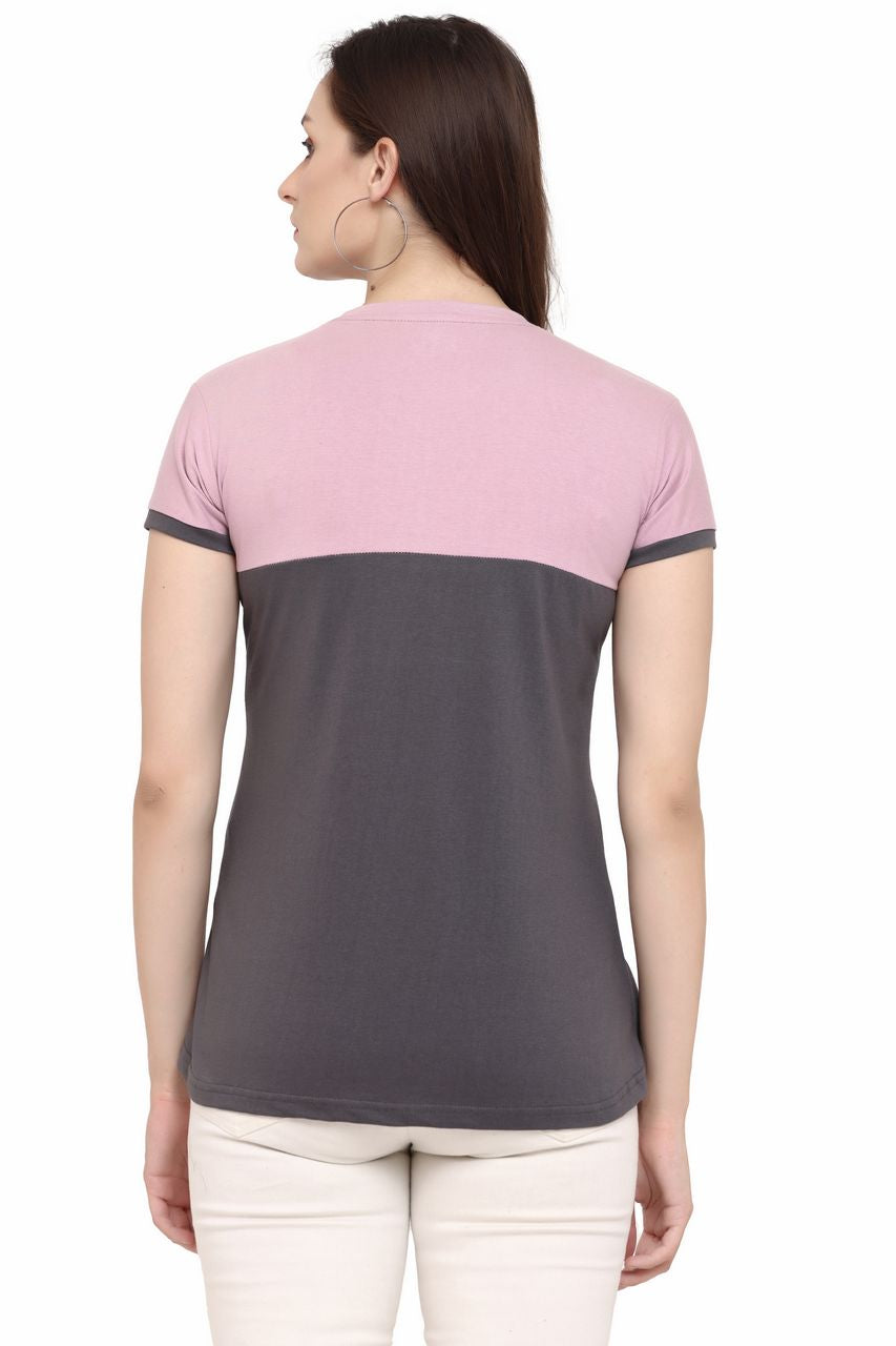 block t-shirt for women violet-dark grey color