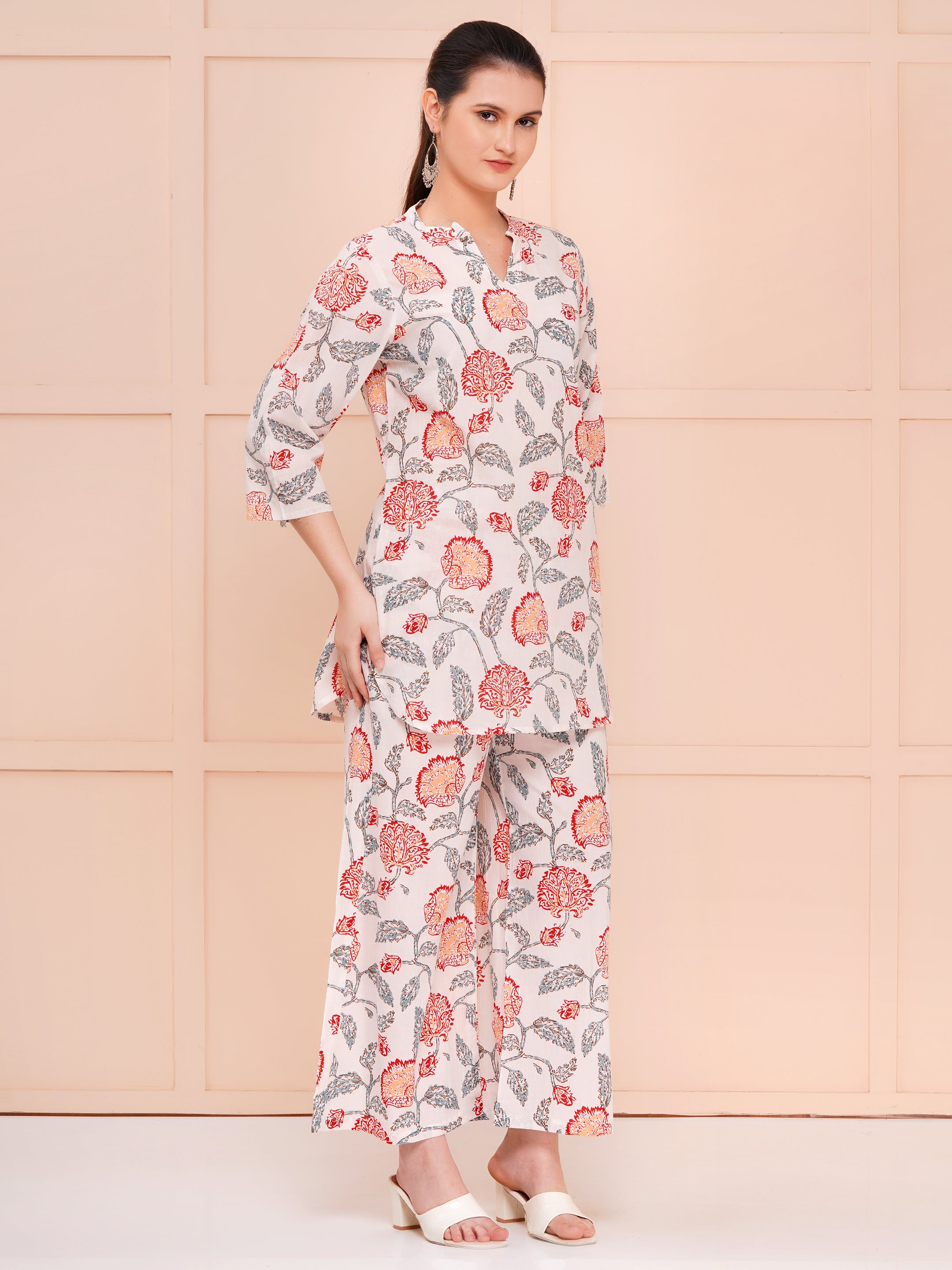 Multicolor Floral Cotton Printed Co-ord Set for woman 1