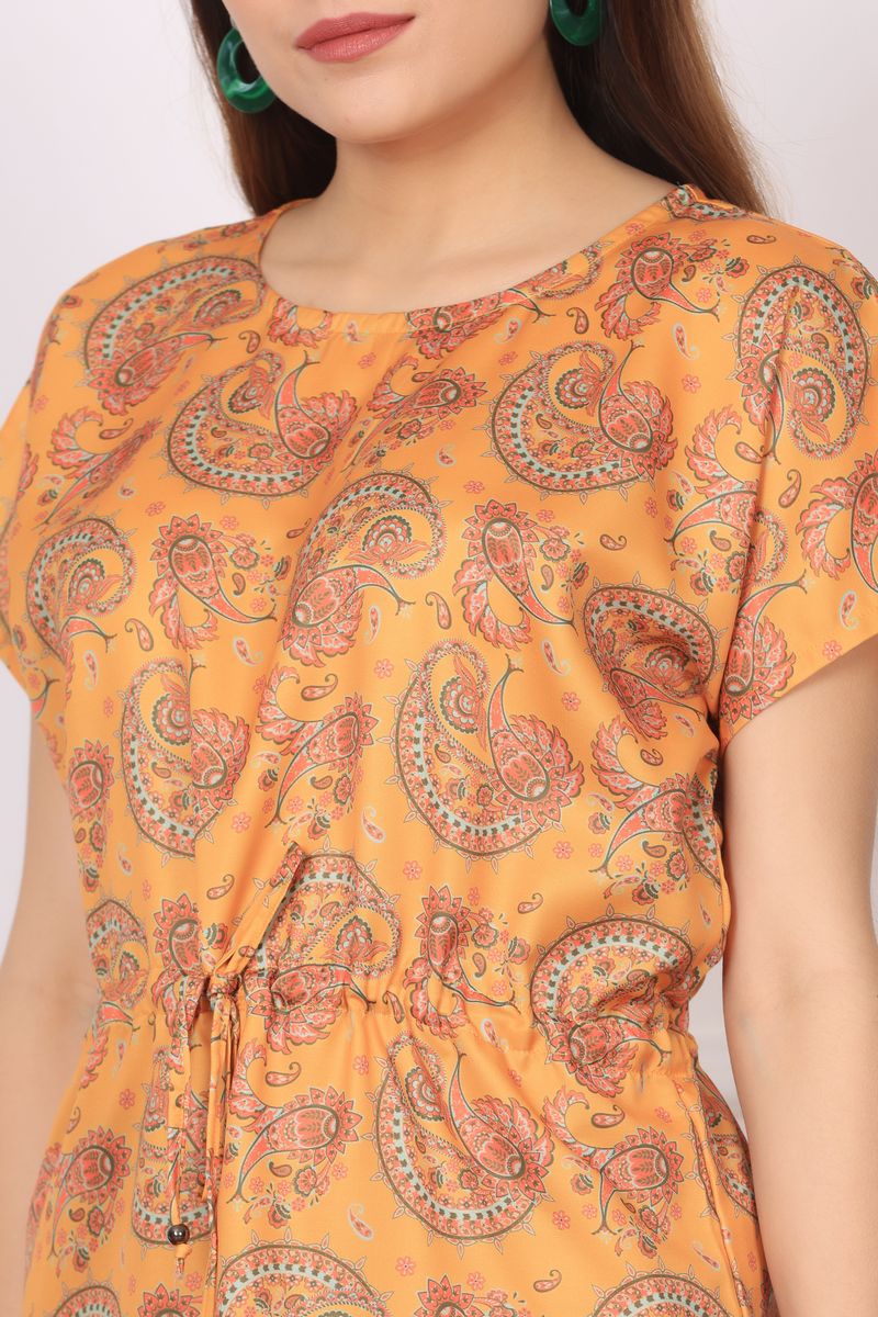 cinched tunic top & palazzo co-ord set for women arabic boota print