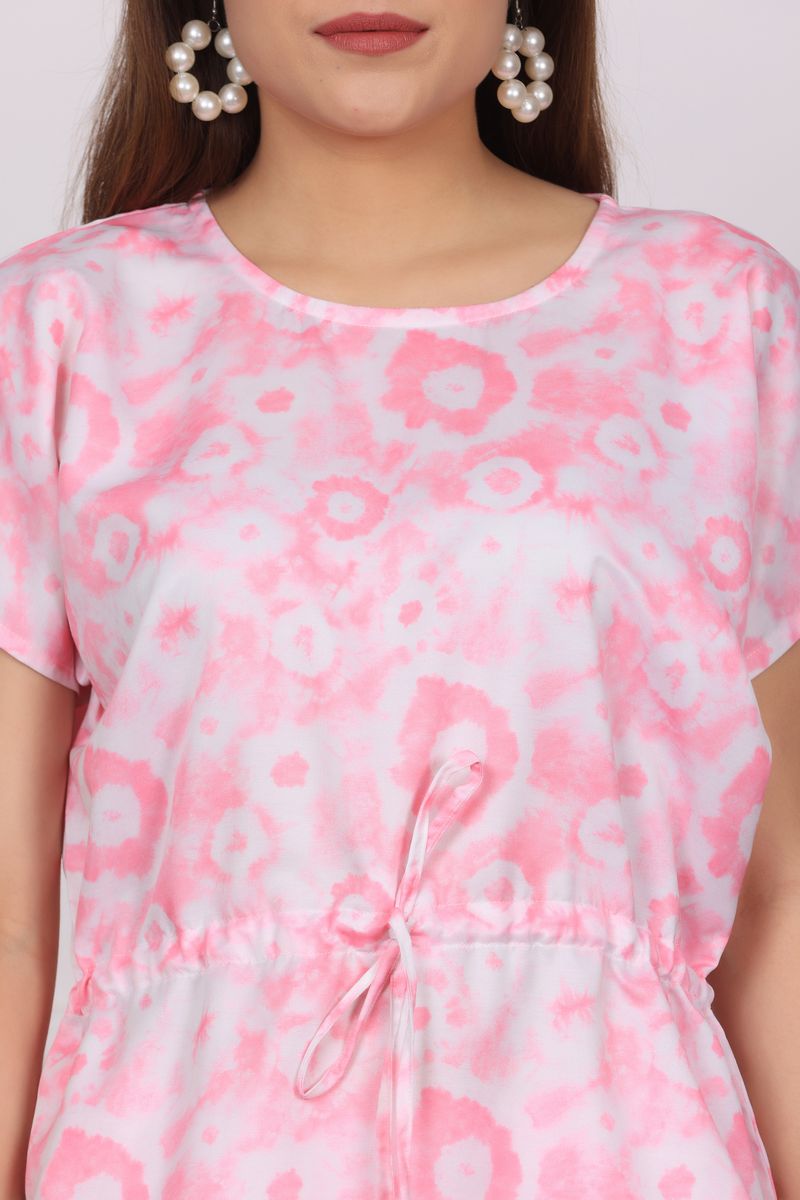 cinched tunic top & palazzo co-ord set for women shibori print