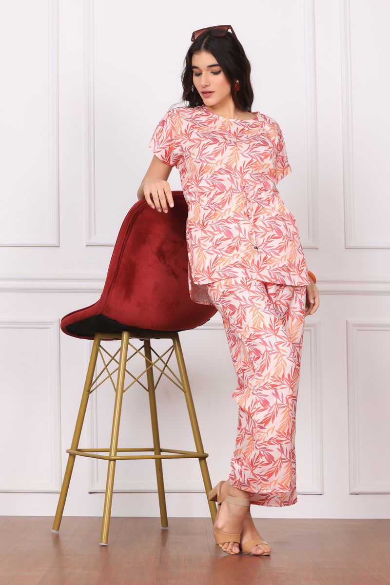 Cinched tunic top with plazzo