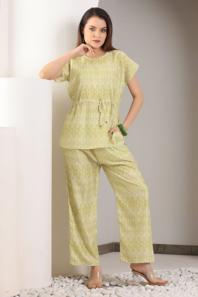 Women Cinched Tunic Top & Palazzo Co-ord Set