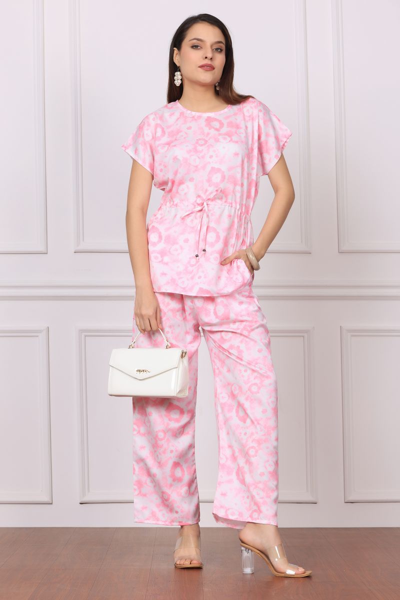 Women Cinched Tunic Top & Palazzo Co-ord Set