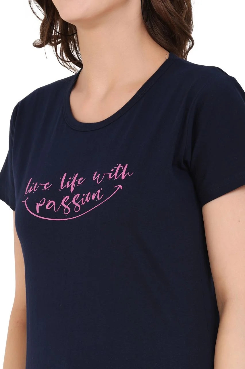 graphic t-shirt for women dark blue