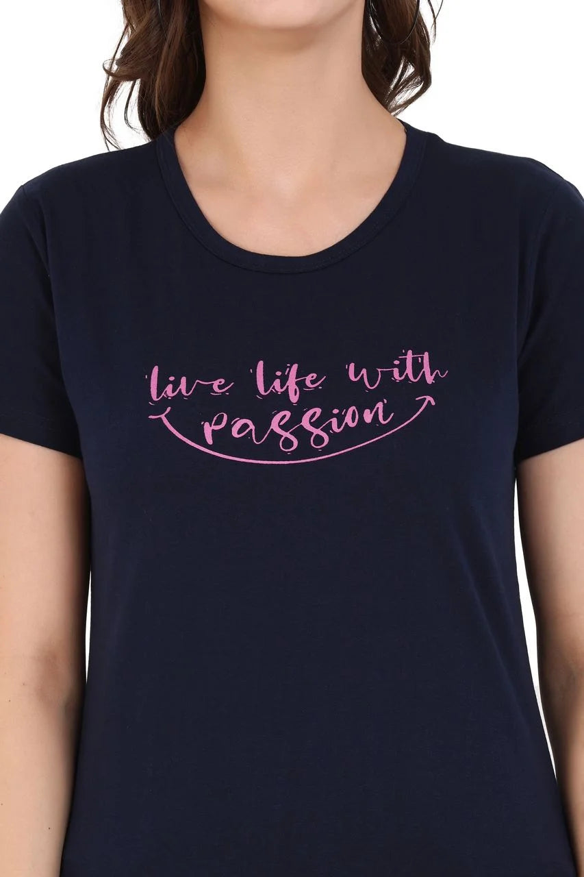 graphic t-shirt for women dark blue