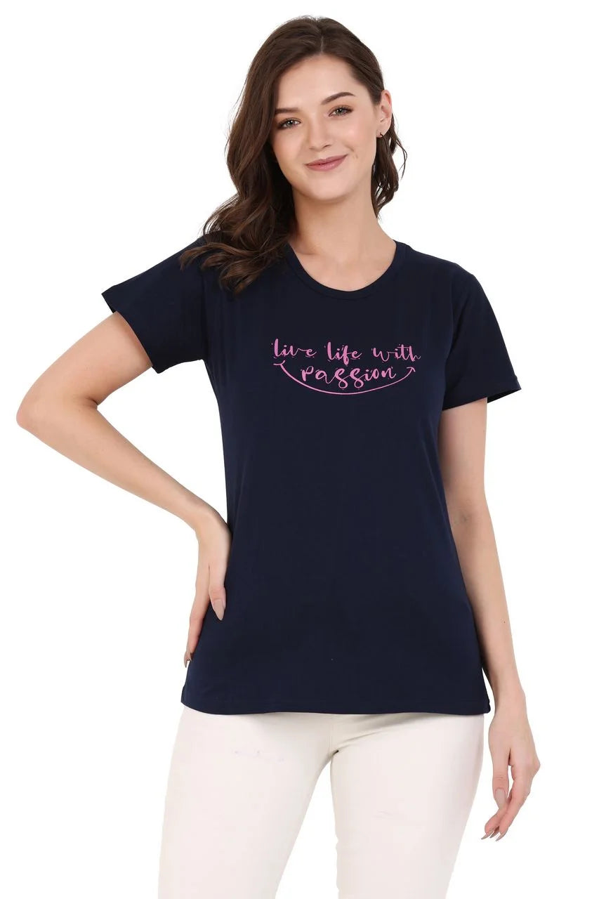 graphic t-shirt for women dark blue