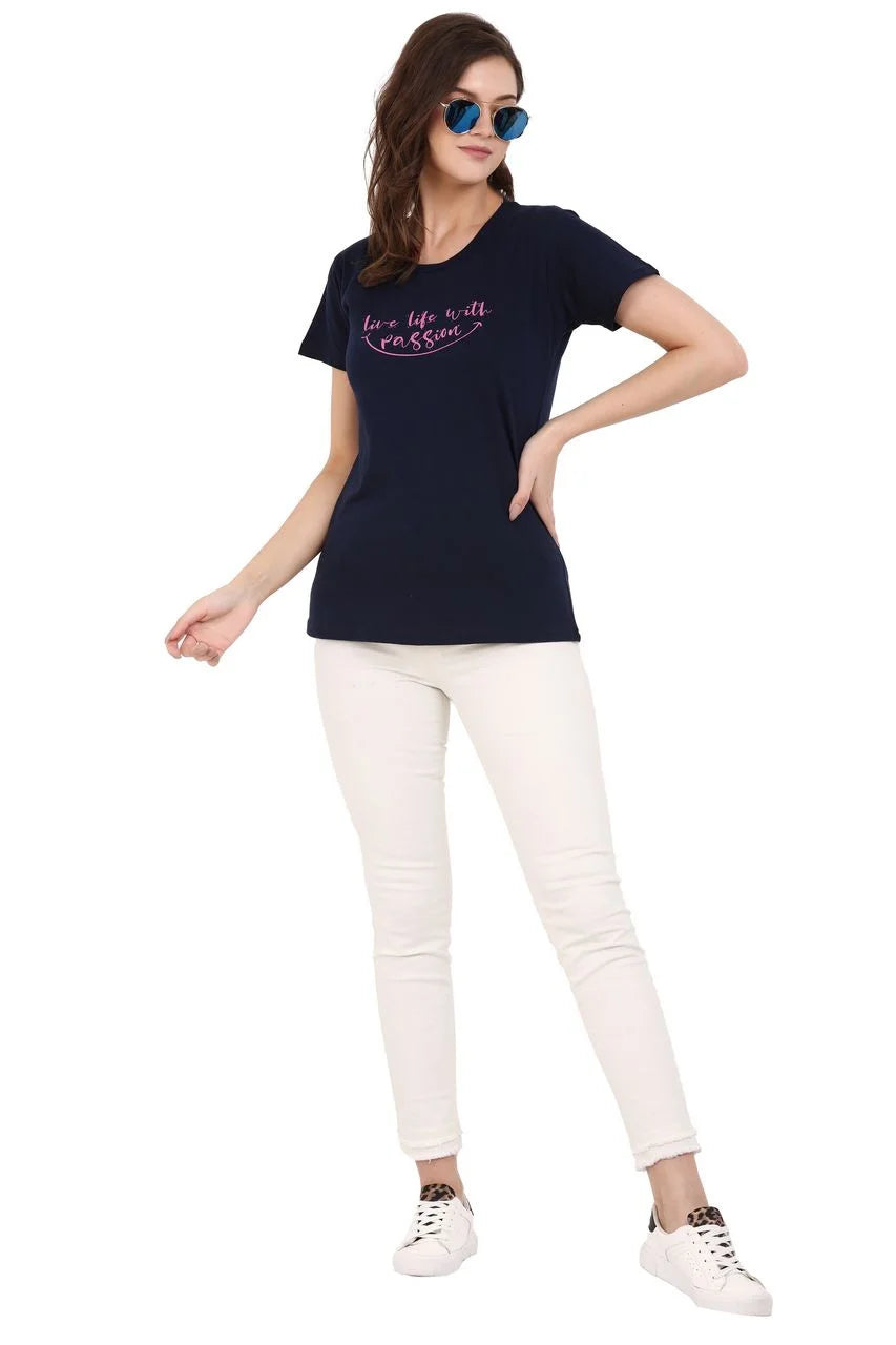 graphic t-shirt for women dark blue