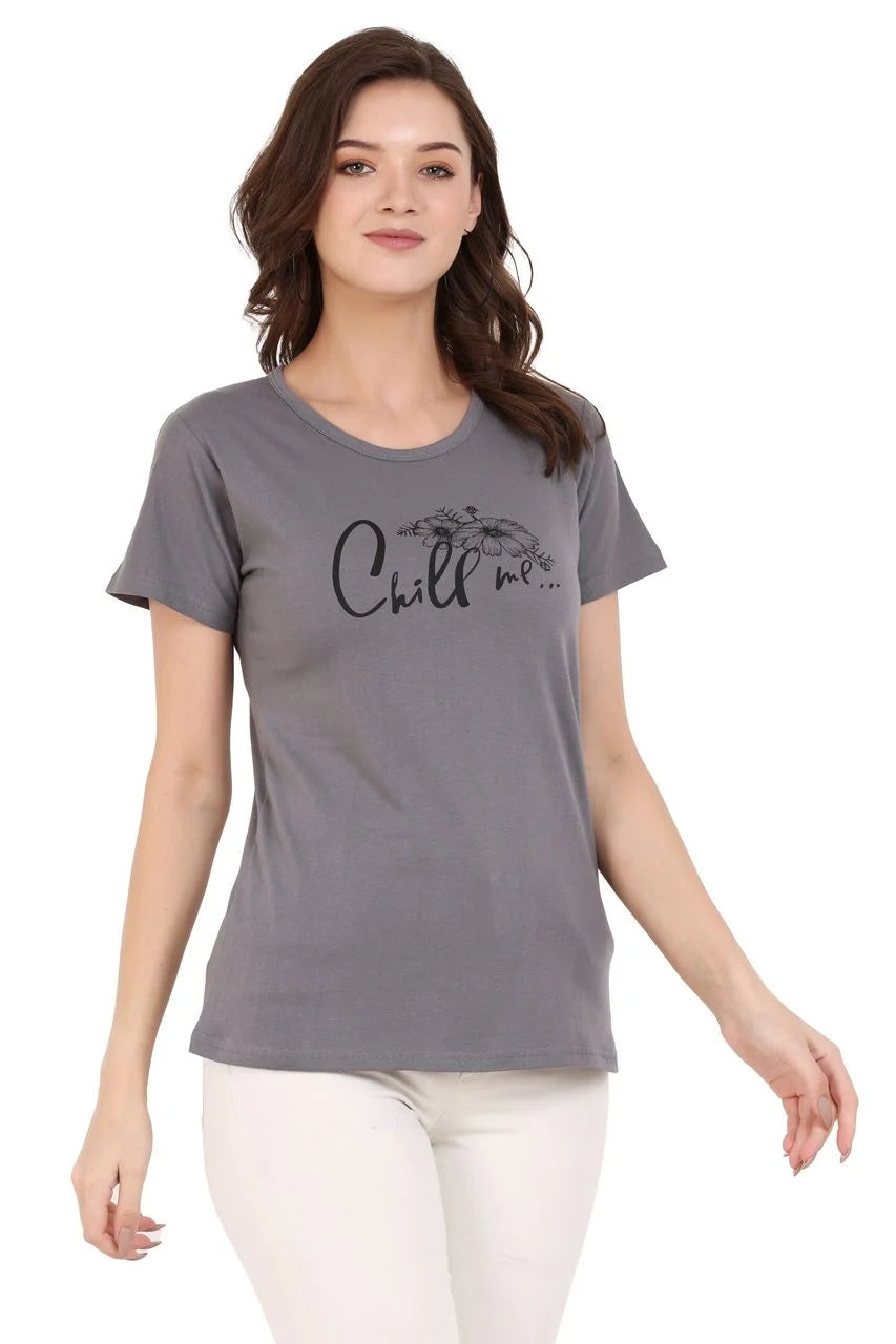 graphic t-shirt for women dark grey color