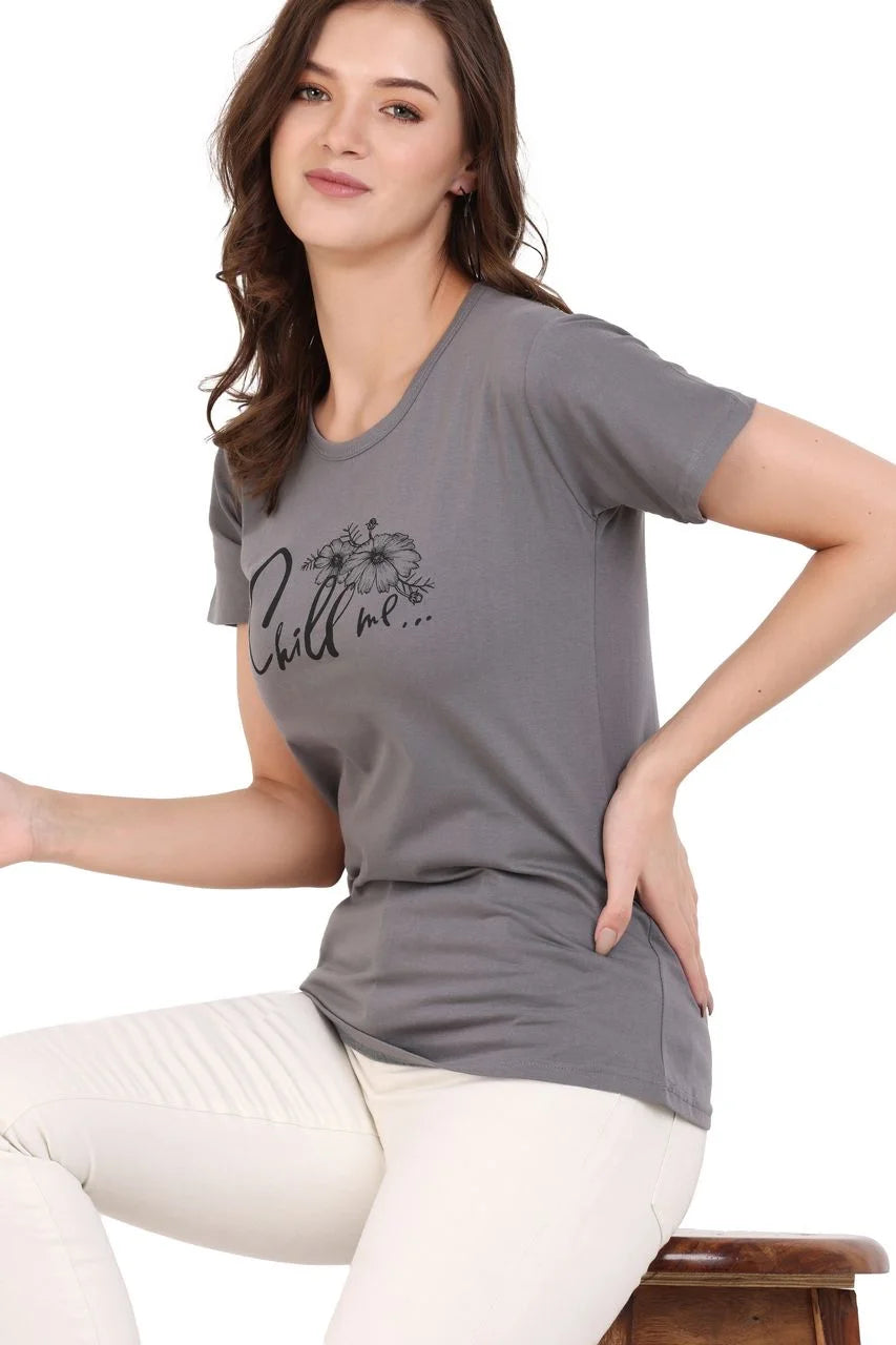 graphic t-shirt for women dark grey color