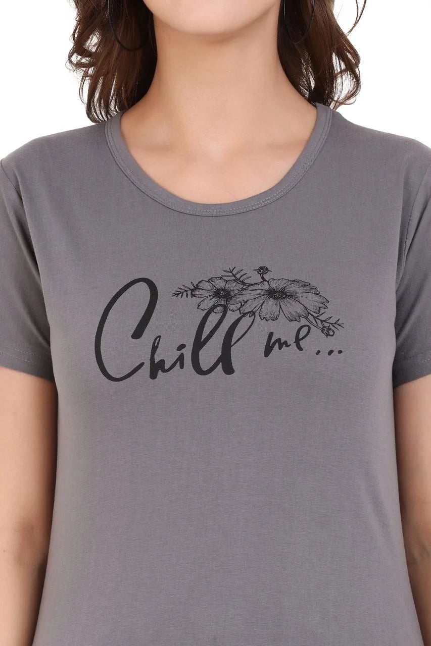 graphic t-shirt for women dark grey color