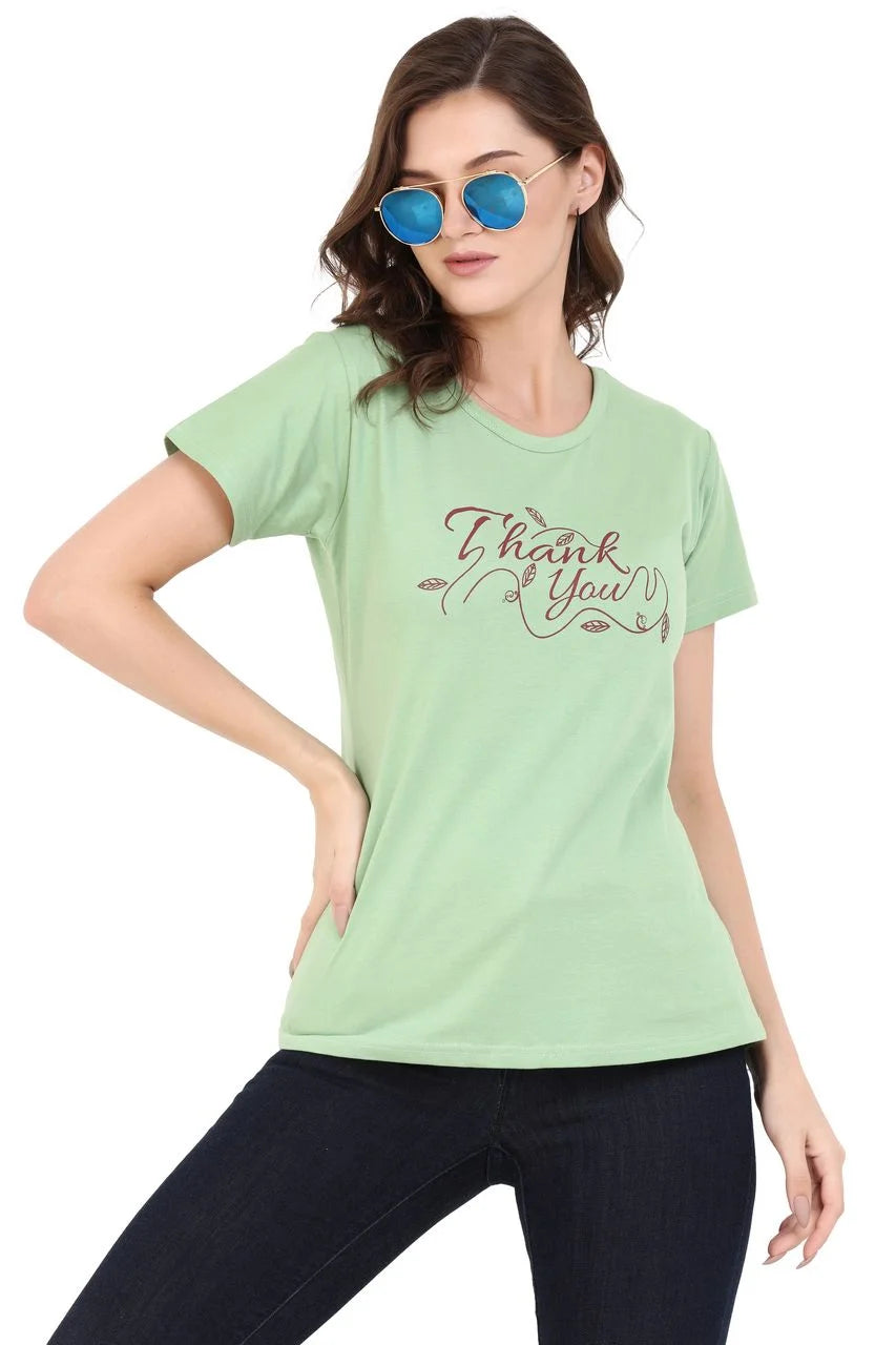 graphic t-shirt for women green color