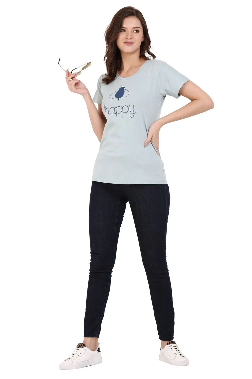 graphic t-shirt for women light grey color