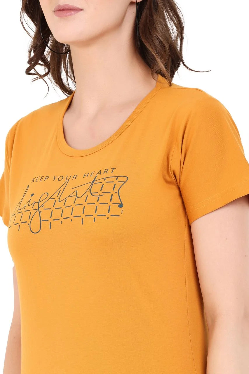 Graphic t-shirt for women mustard color