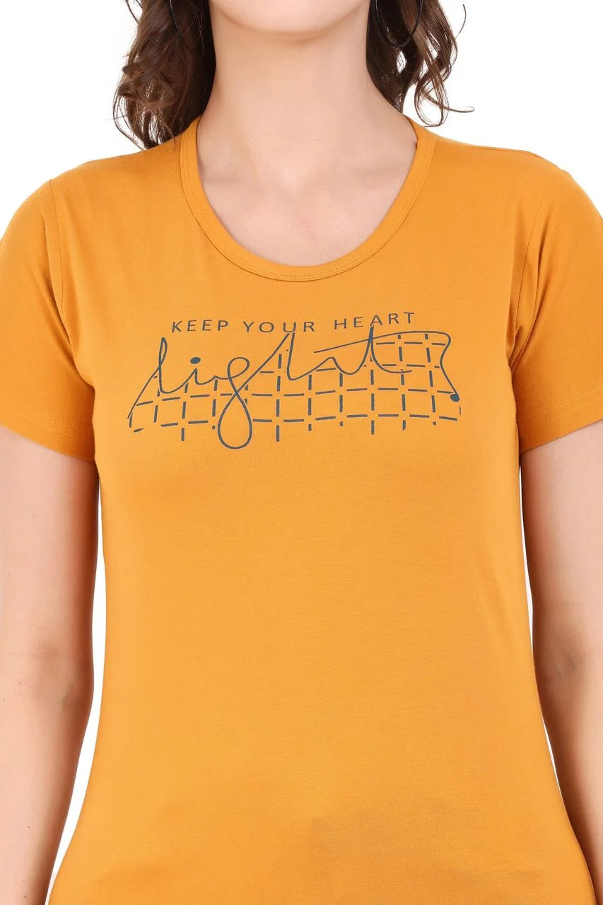 Graphic t-shirt for women mustard color