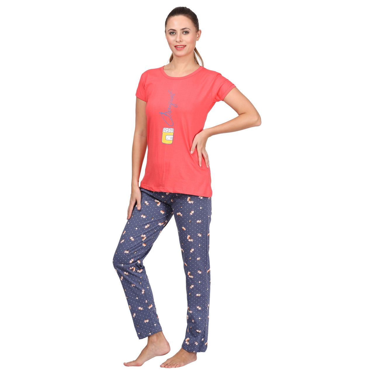 Top and Pajama Set – Carrot Red & Blue