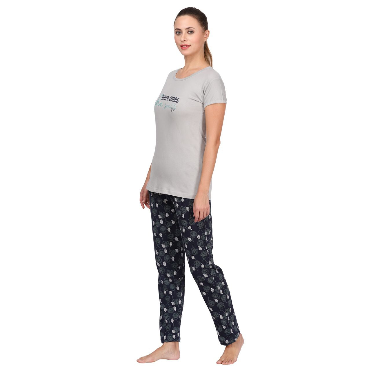 Top and Pajama Set – Light Grey & Dark Grey