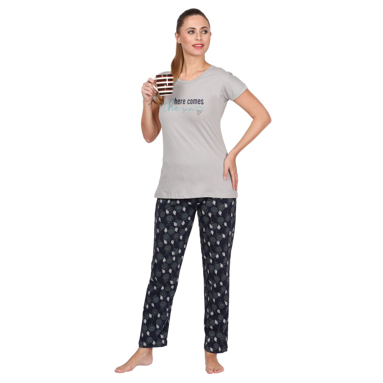 Top and Pajama Set – Light Grey & Dark Grey