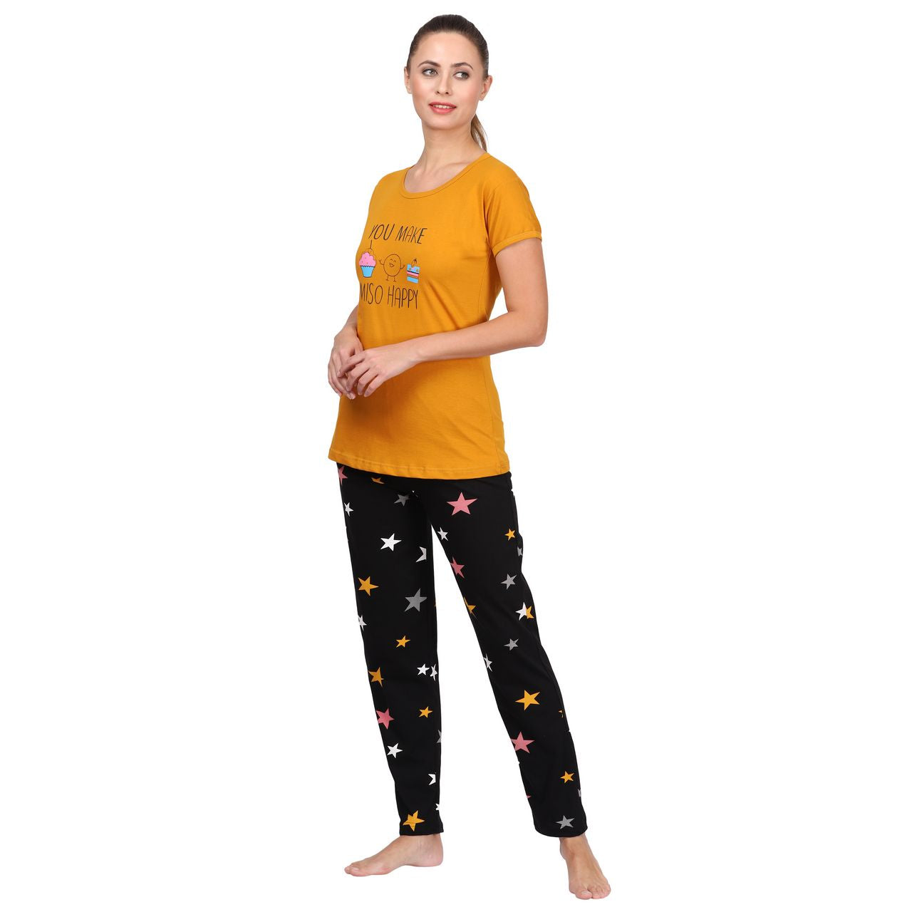 Top and Pajama Set – Mustard & Dark Grey