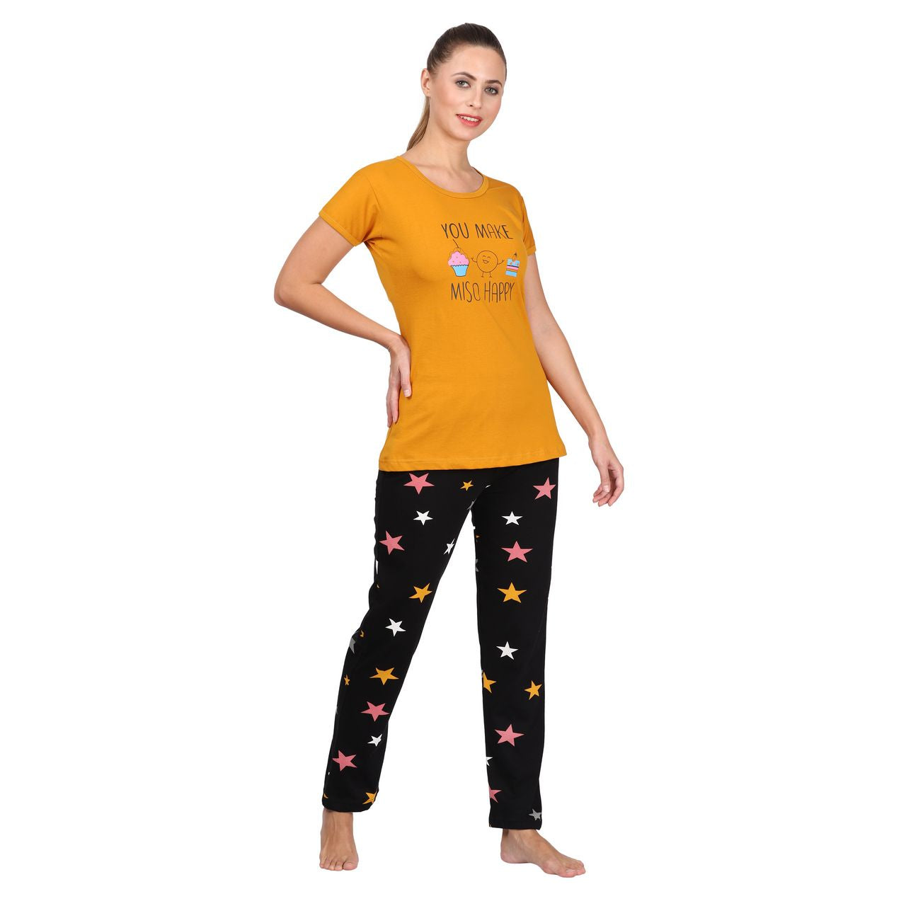 Top and Pajama Set – Mustard & Dark Grey