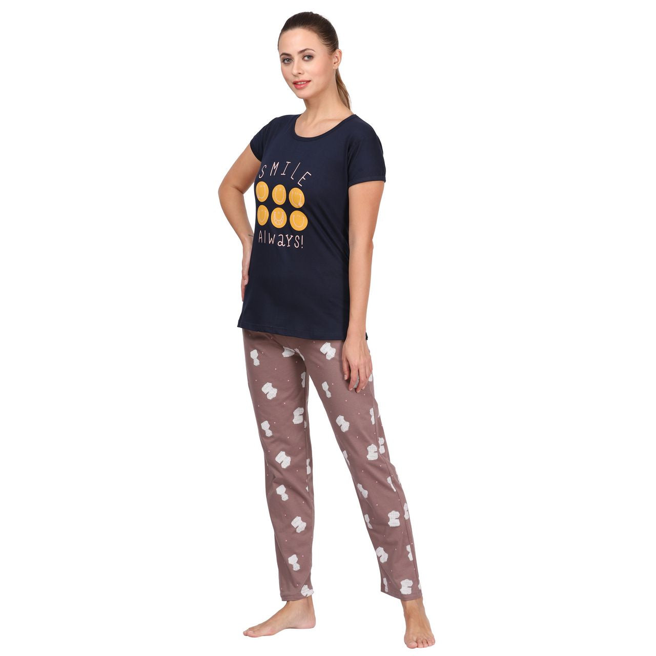 Top and Pajama Set – Dark Blue & Brown