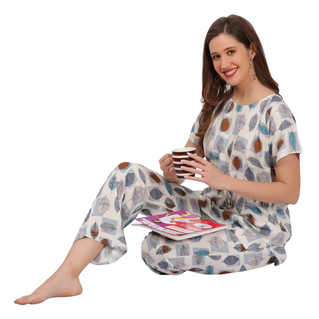 Top and Pajama Set – Ivory, Multicolor