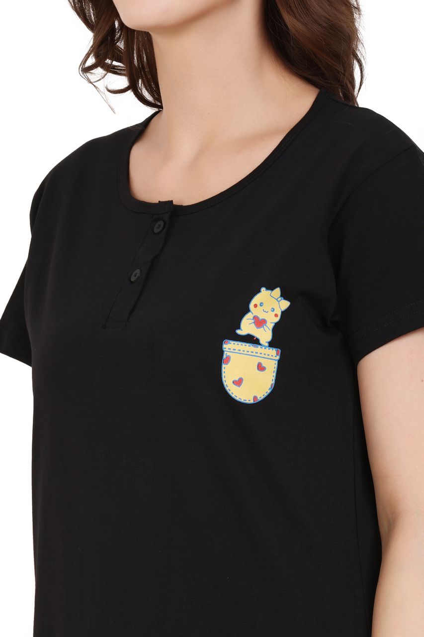 long t-shirt for women black color