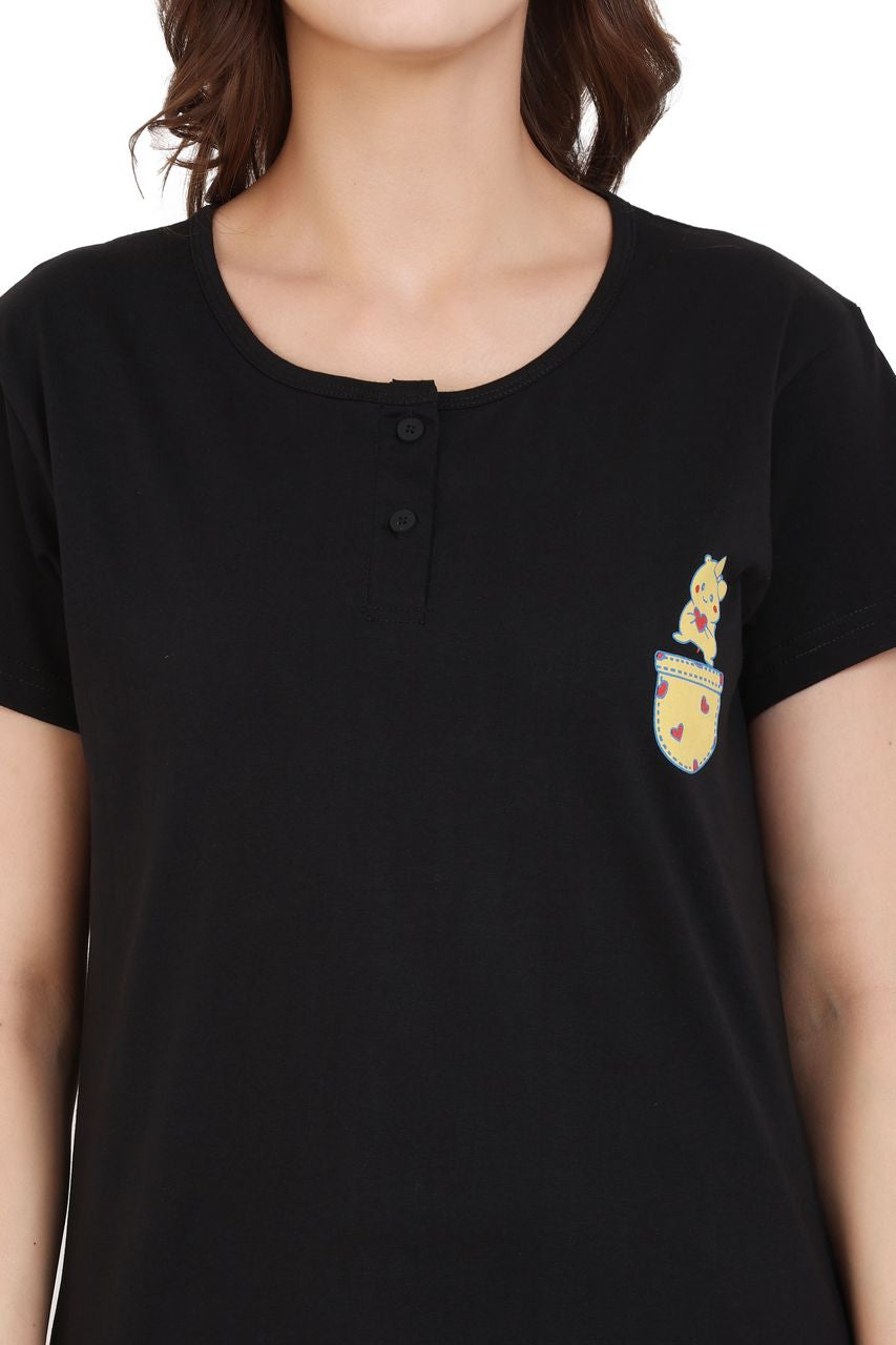 long t-shirt for women black color