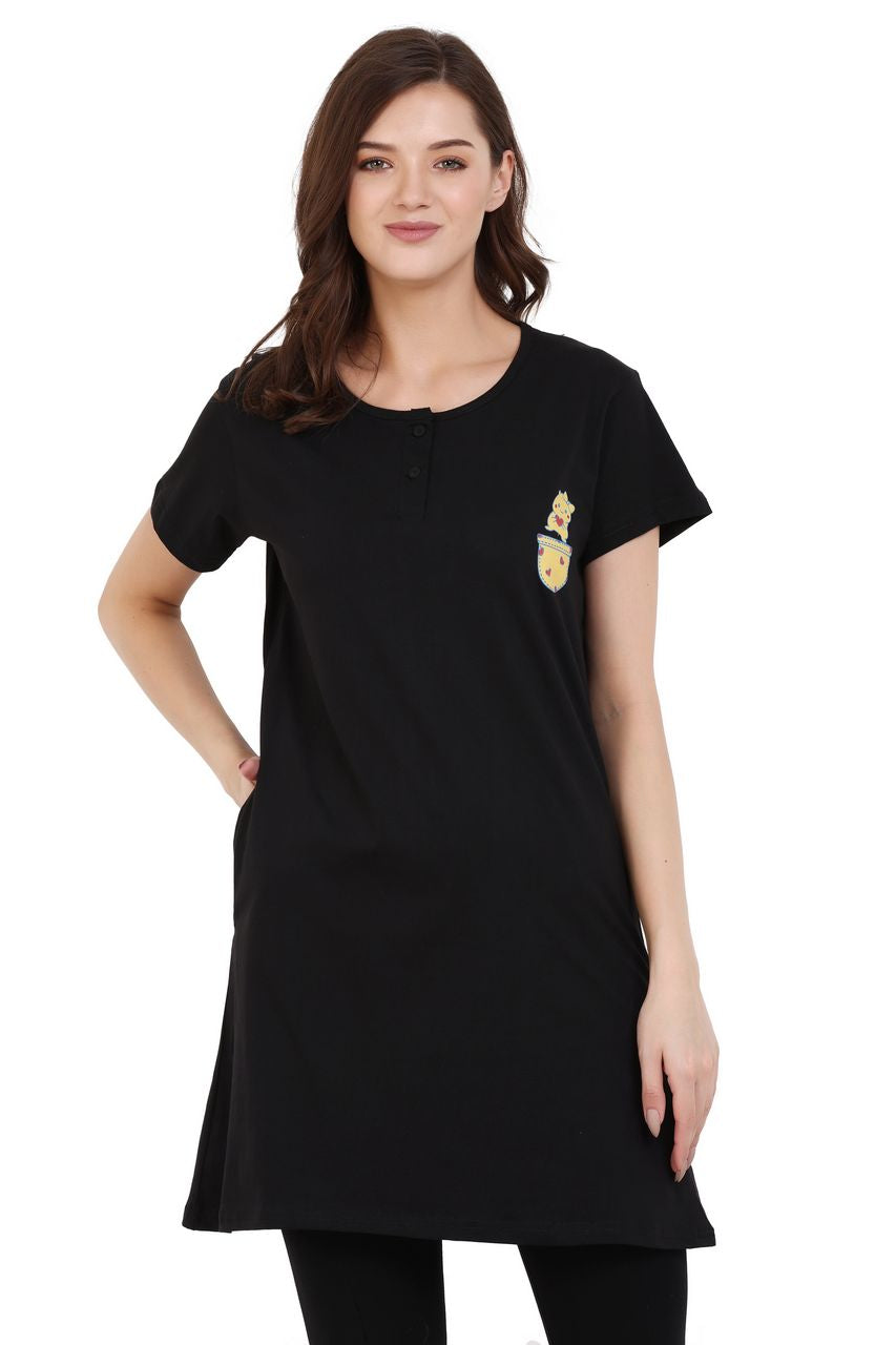 long t-shirt for women black color