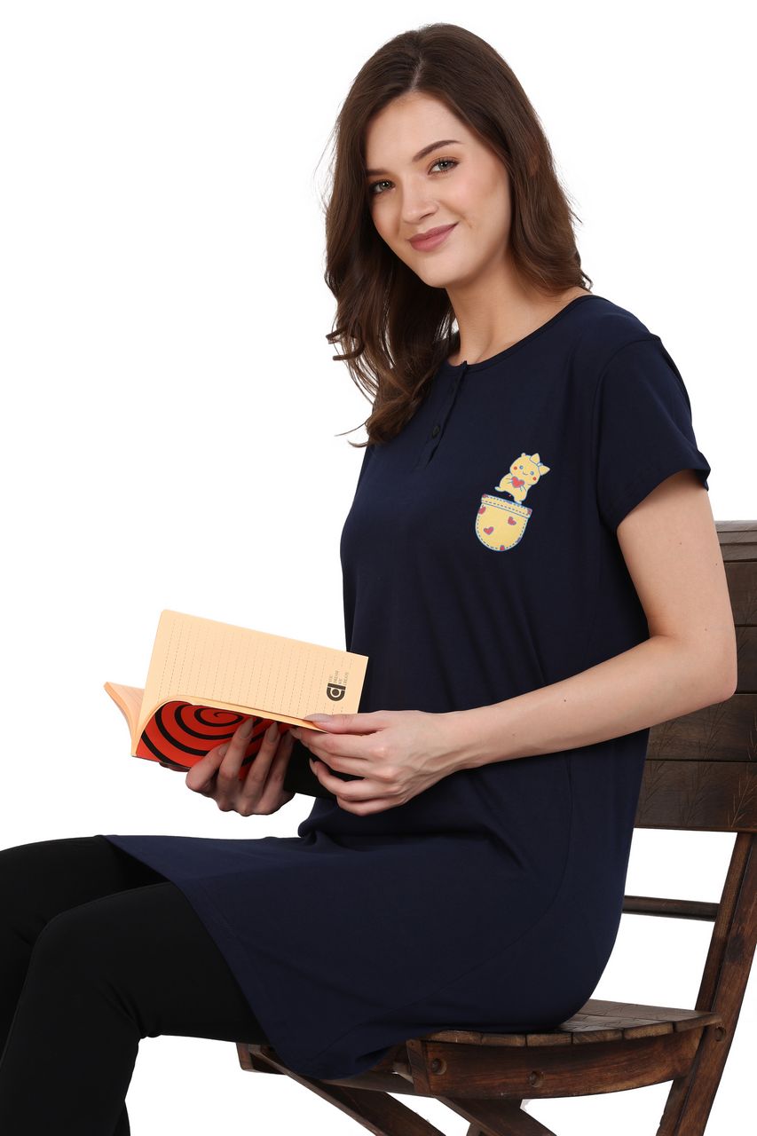 long t-shirt for women black color
